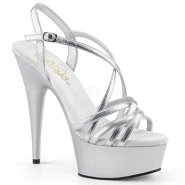 pleaser DELIGHT-6 zilveren dames high heels maat 39 - 40